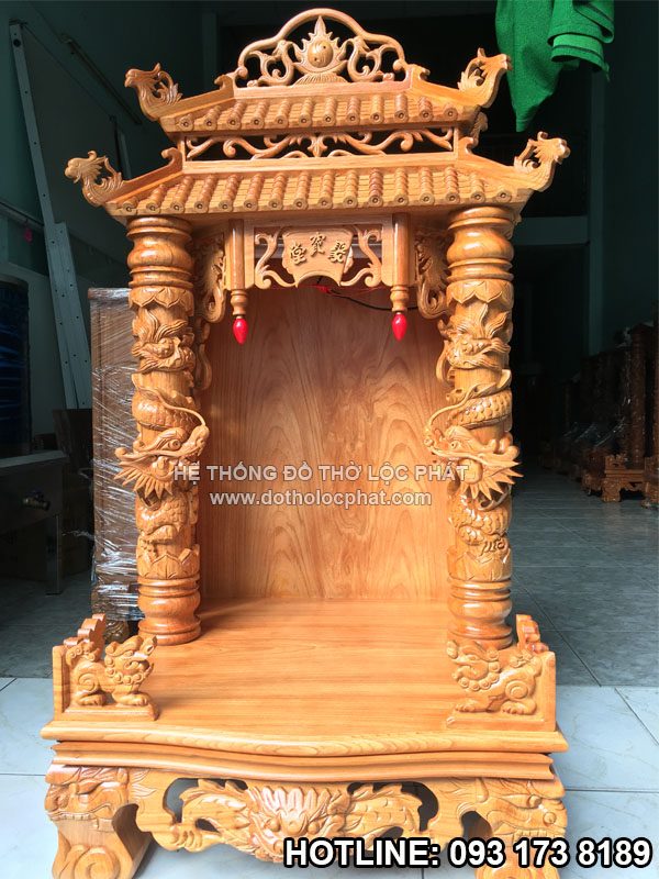Bàn thờ thần tài mái chùa rồng cuộn 60x60x118 | BTGG-033 - LỘC ...