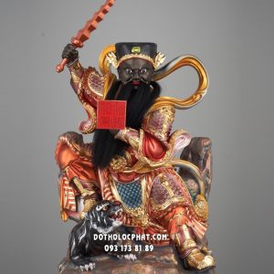 Tượng Võ thần tài Triệu Công Minh bằng cầm ấn ngồi bệ đá bằng composite